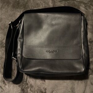 Coach Black Leather Messenger Bag